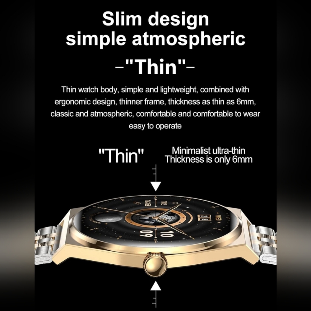 Ultrathin Smart Watch for Women Men(Answer/Make Calls), 1.43" AMOLED, Waterproof - Picture 3 of 8